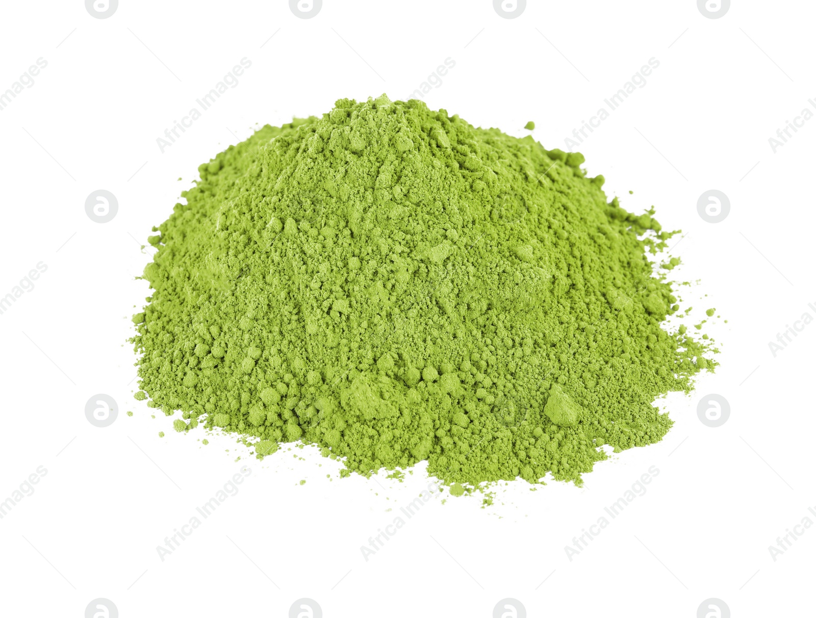 Photo of Pile of green matcha powder isolated on white