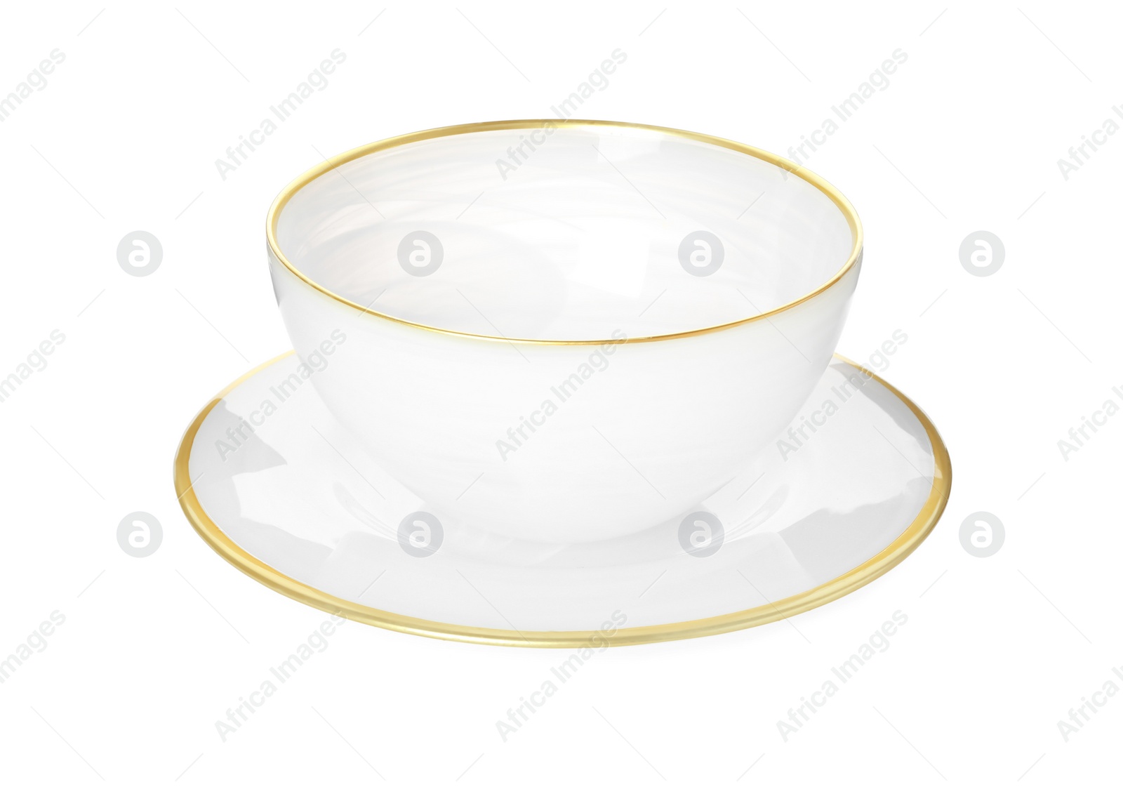 Photo of Clean bowl and plate on white background