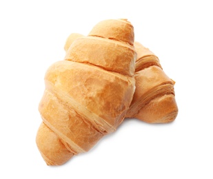 Photo of Tasty croissants on white background