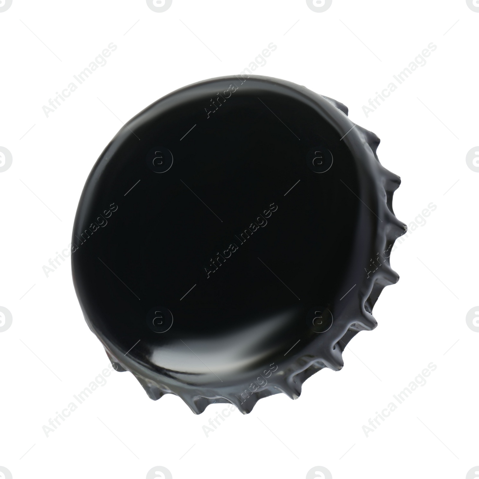 Photo of One black beer bottle cap isolated on white