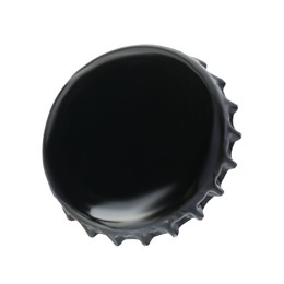 One black beer bottle cap isolated on white