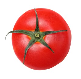 Slice of fresh ripe tomato isolated on white, top view