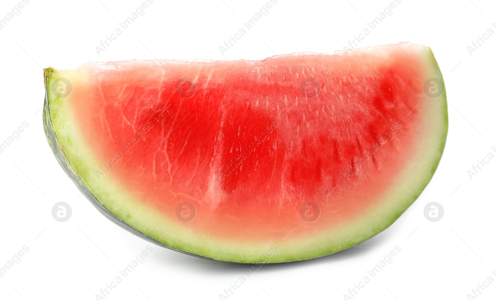 Photo of Slice of ripe watermelon on white background