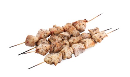 Delicious fresh shish kebabs isolated on white
