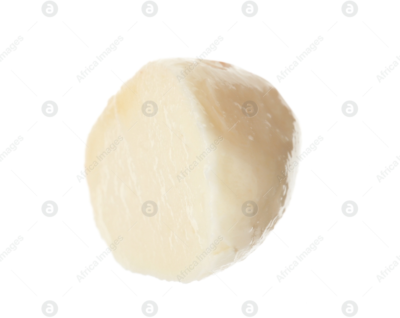 Photo of Delicious fresh mozzarella ball on white background