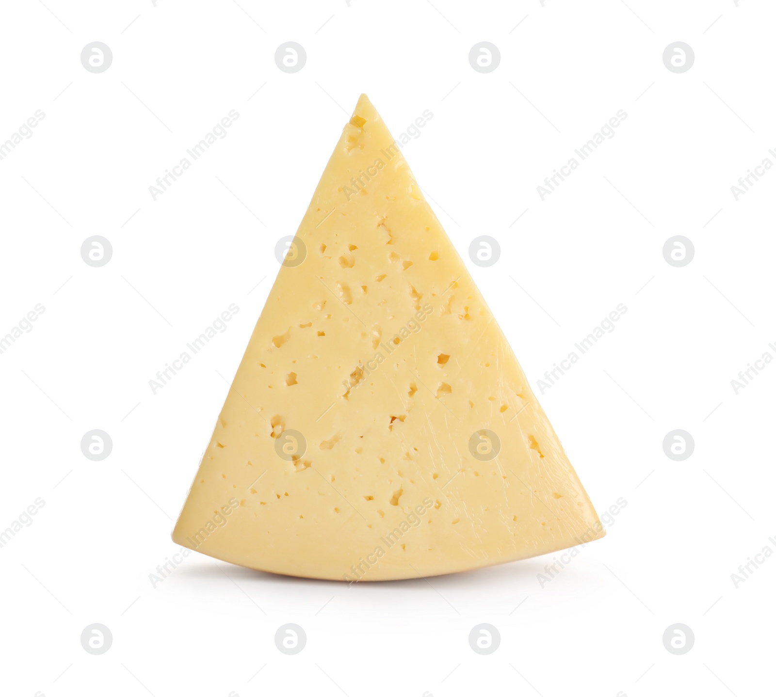 Photo of Piece of delicious cheese on white background