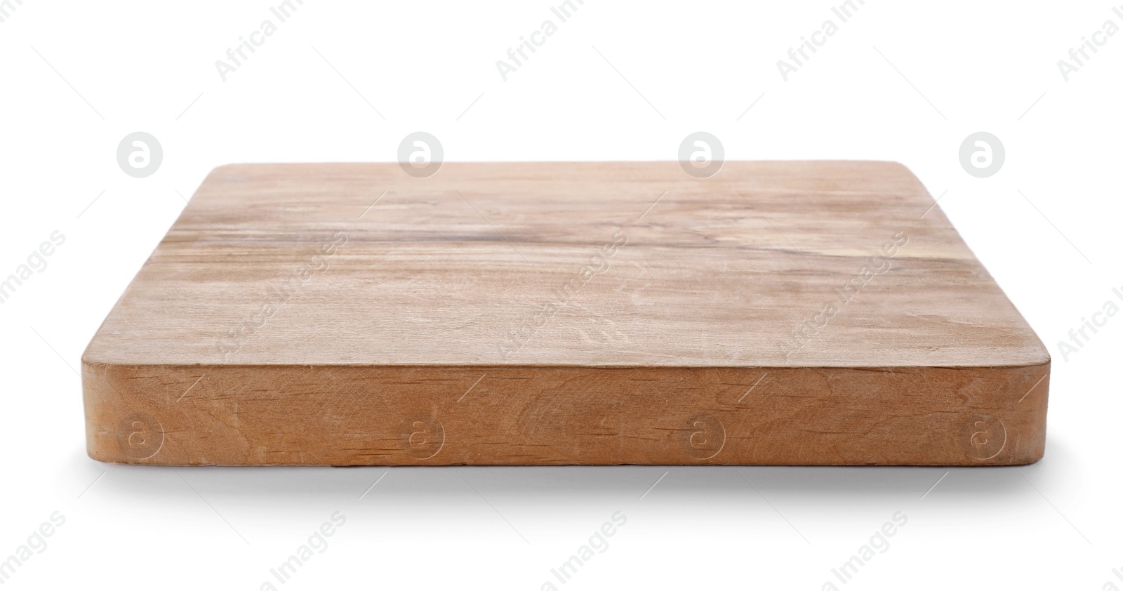 Photo of Wooden board on white background. Kitchen accessory