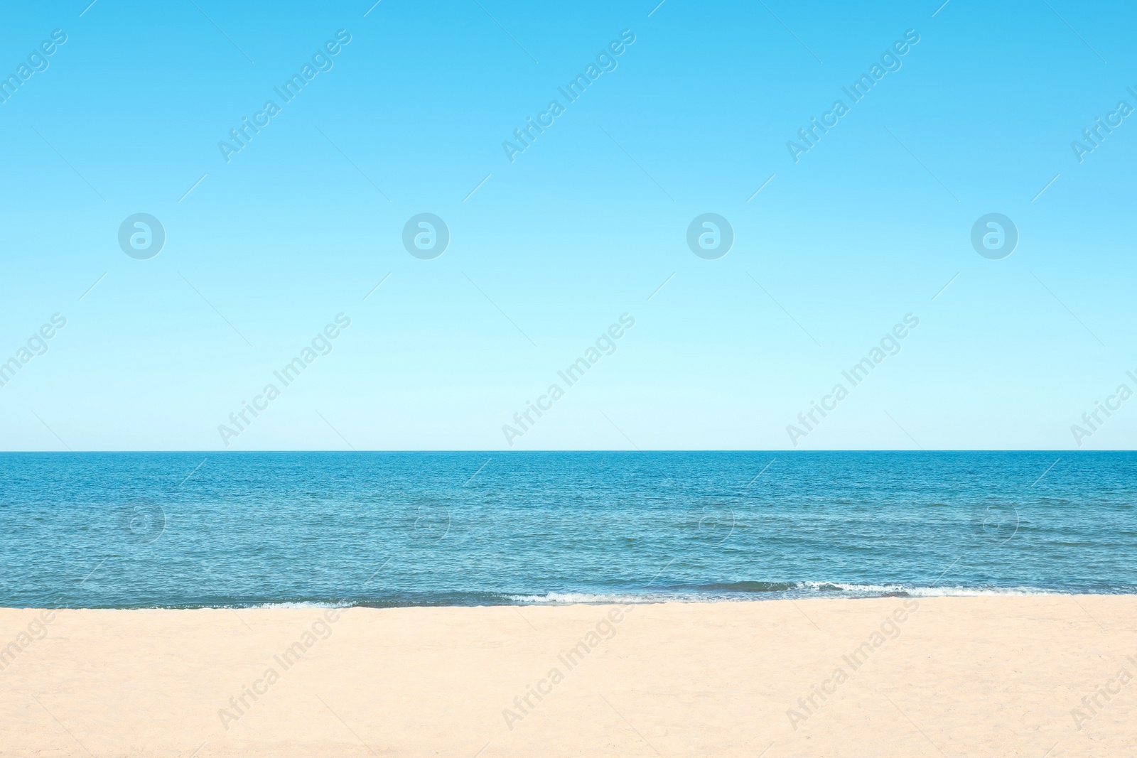 Photo of Picturesque view of sandy beach with seagulls near sea