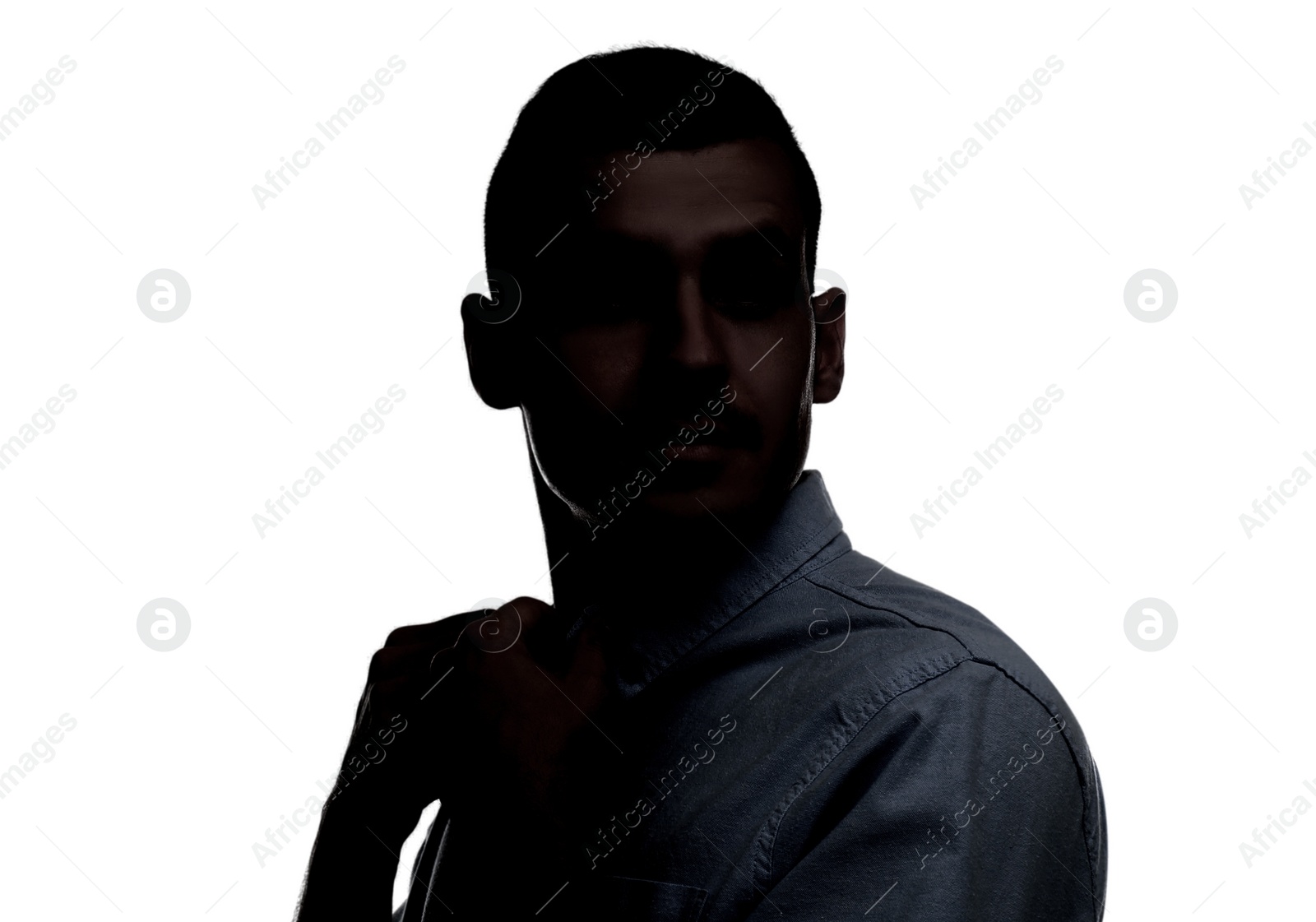 Image of Silhouette of one man isolated on white