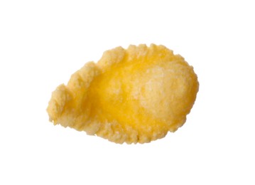 Photo of One tasty crispy corn flake isolated on white