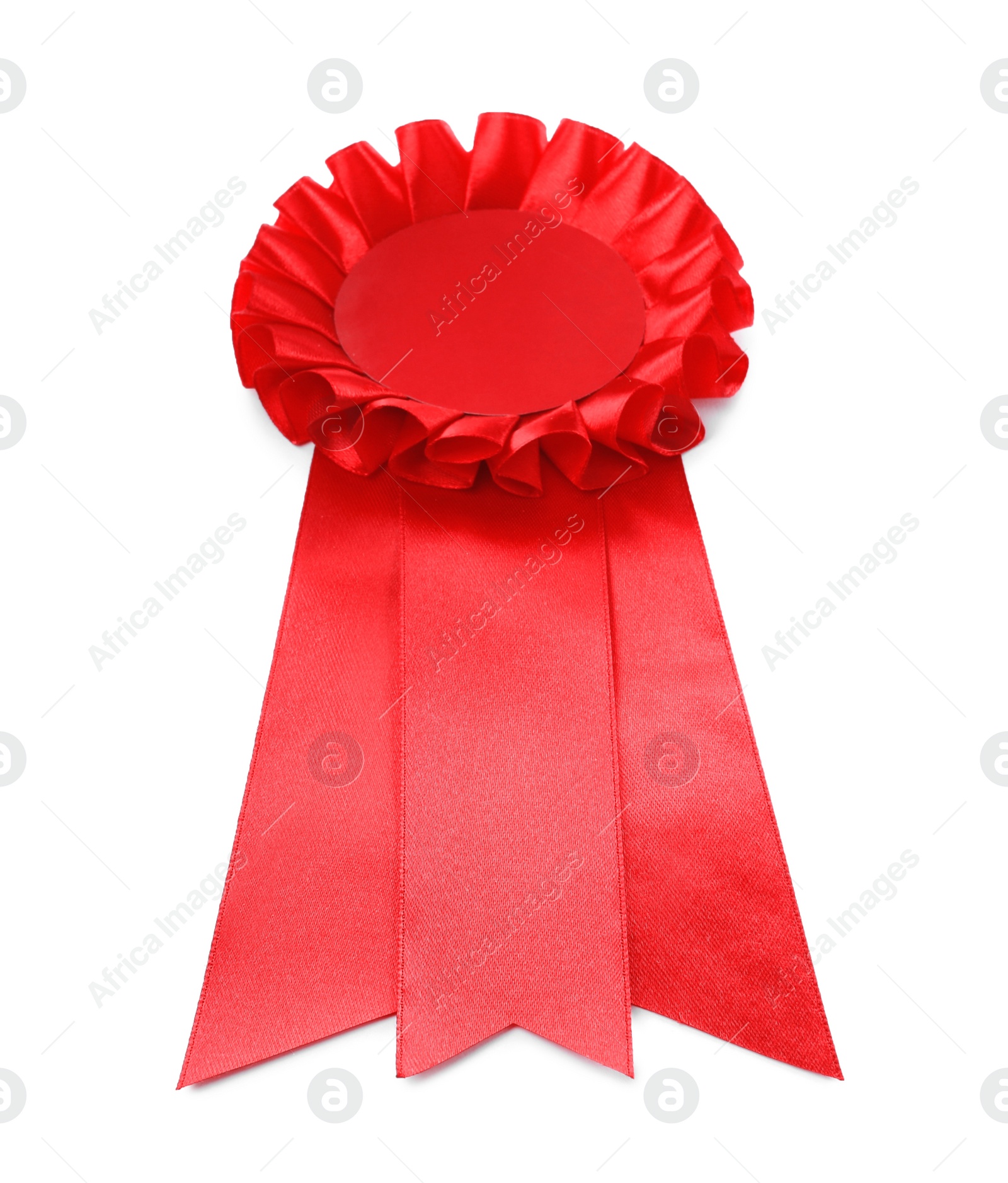 Photo of One red award ribbon isolated on white