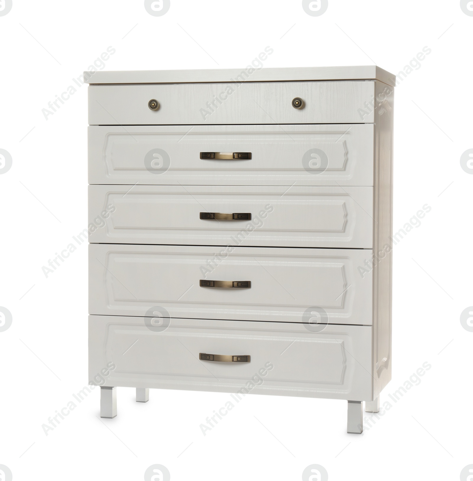 Photo of Modern chest of drawers isolated on white