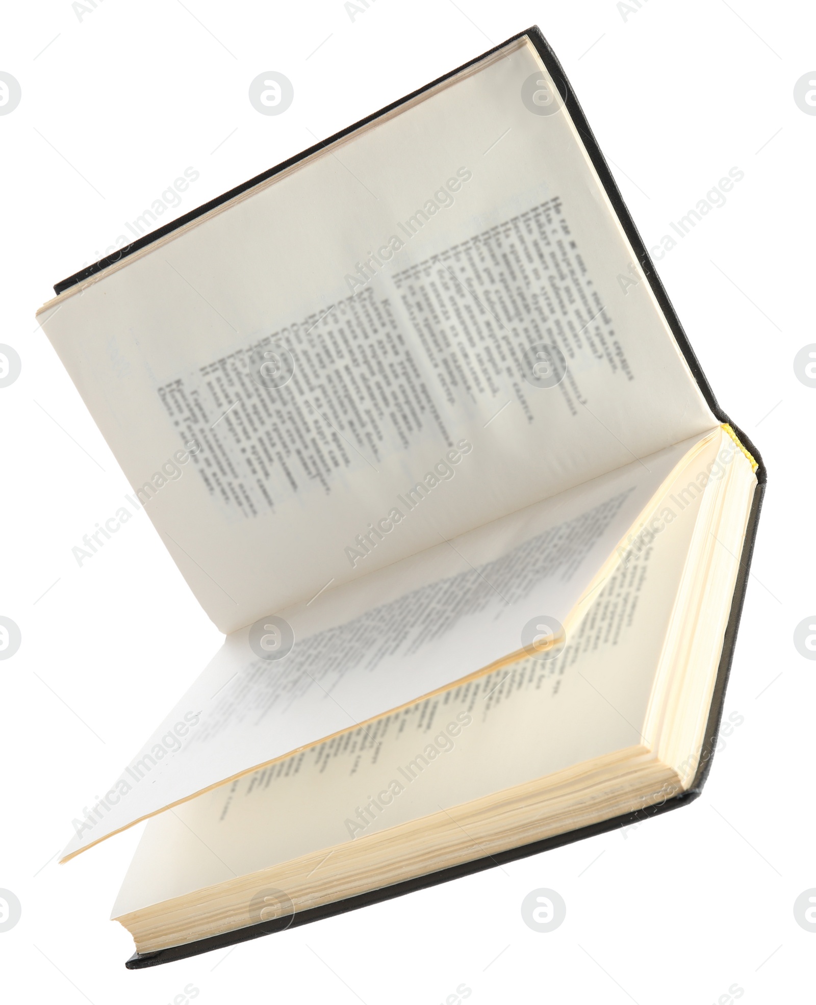 Photo of Open old hardcover book isolated on white