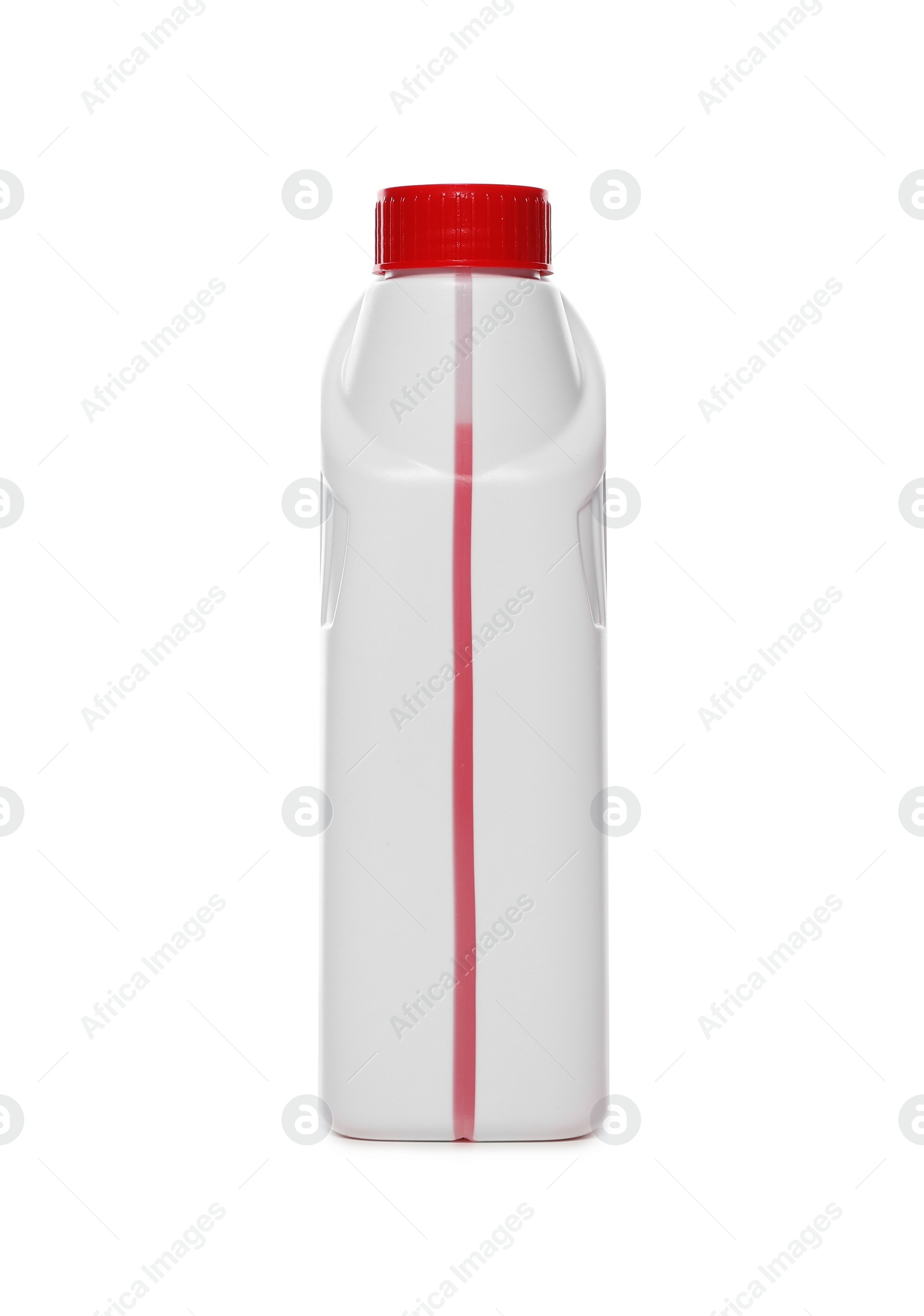 Photo of Antifreeze in plastic bottle isolated on white