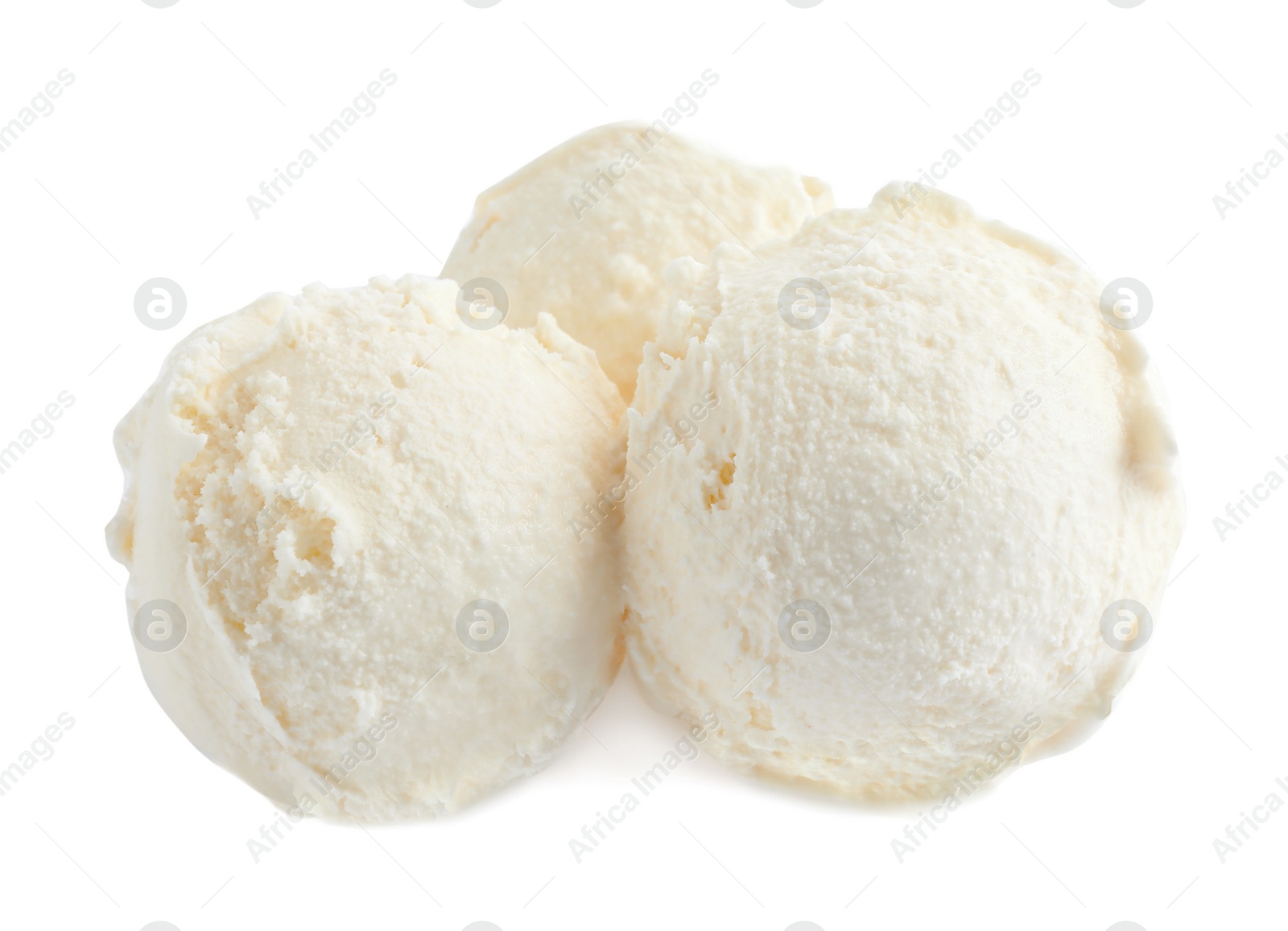 Photo of Scoops of delicious ice cream on white background