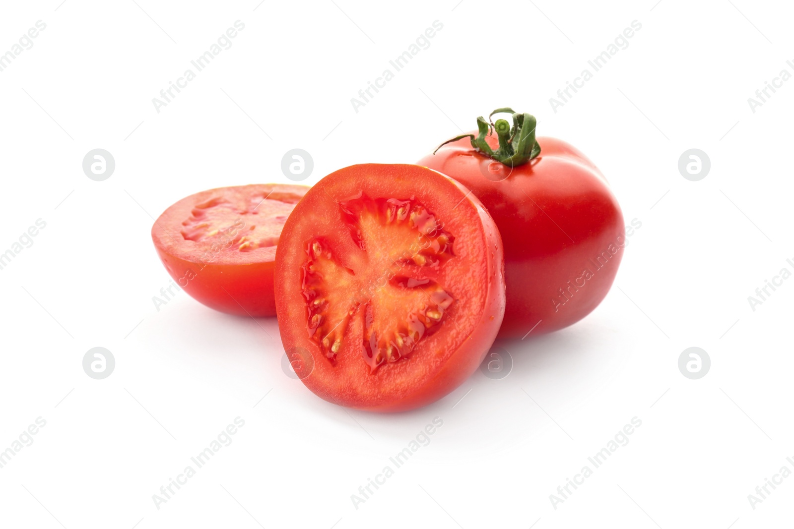 Photo of Fresh ripe red tomatoes on white background