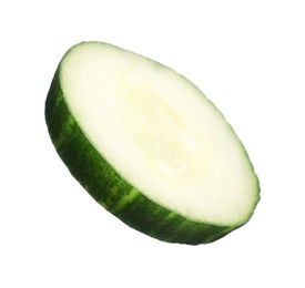 Photo of Slice of fresh cucumber isolated on white