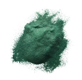 Photo of Spirulina algae powder on white background, top view