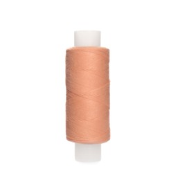 Photo of Spool of pink sewing thread isolated on white