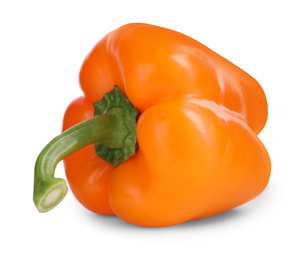 Photo of Ripe orange bell pepper isolated on white