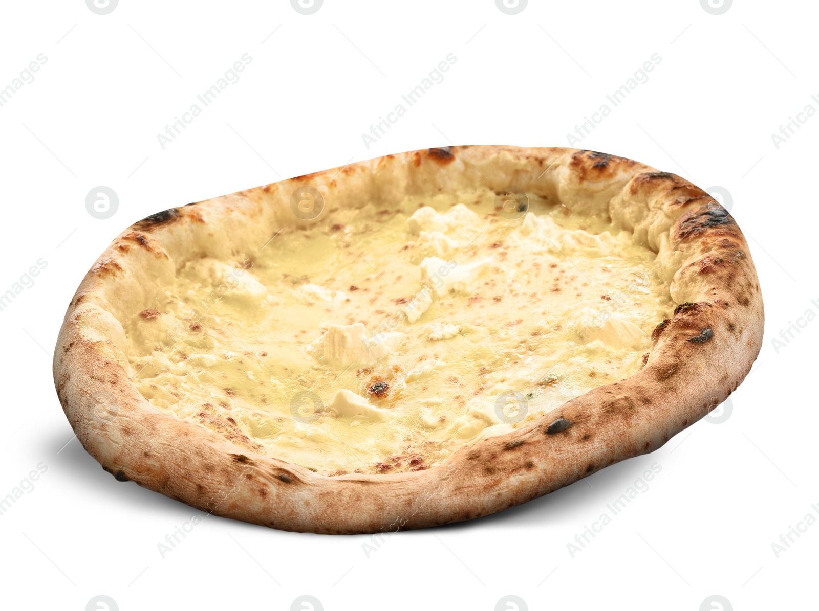 Image of Hot tasty cheese pizza on white background. Image for menu or poster