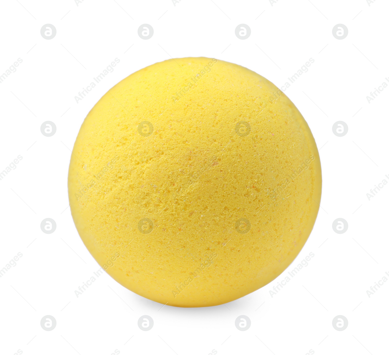 Photo of One yellow bath bomb isolated on white