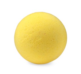 Photo of One yellow bath bomb isolated on white