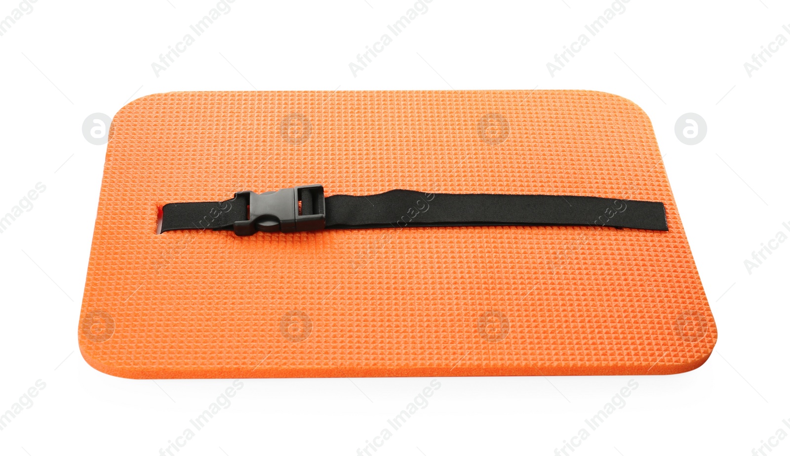 Photo of Orange foam seat mat for tourist isolated on white