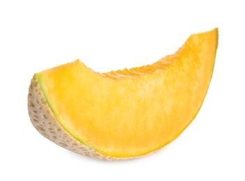 Photo of Slice of tasty fresh melon isolated on white