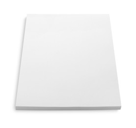 Photo of Stack of blank paper sheets for brochure isolated on white