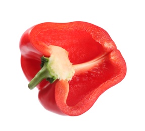 Half of red bell pepper isolated on white