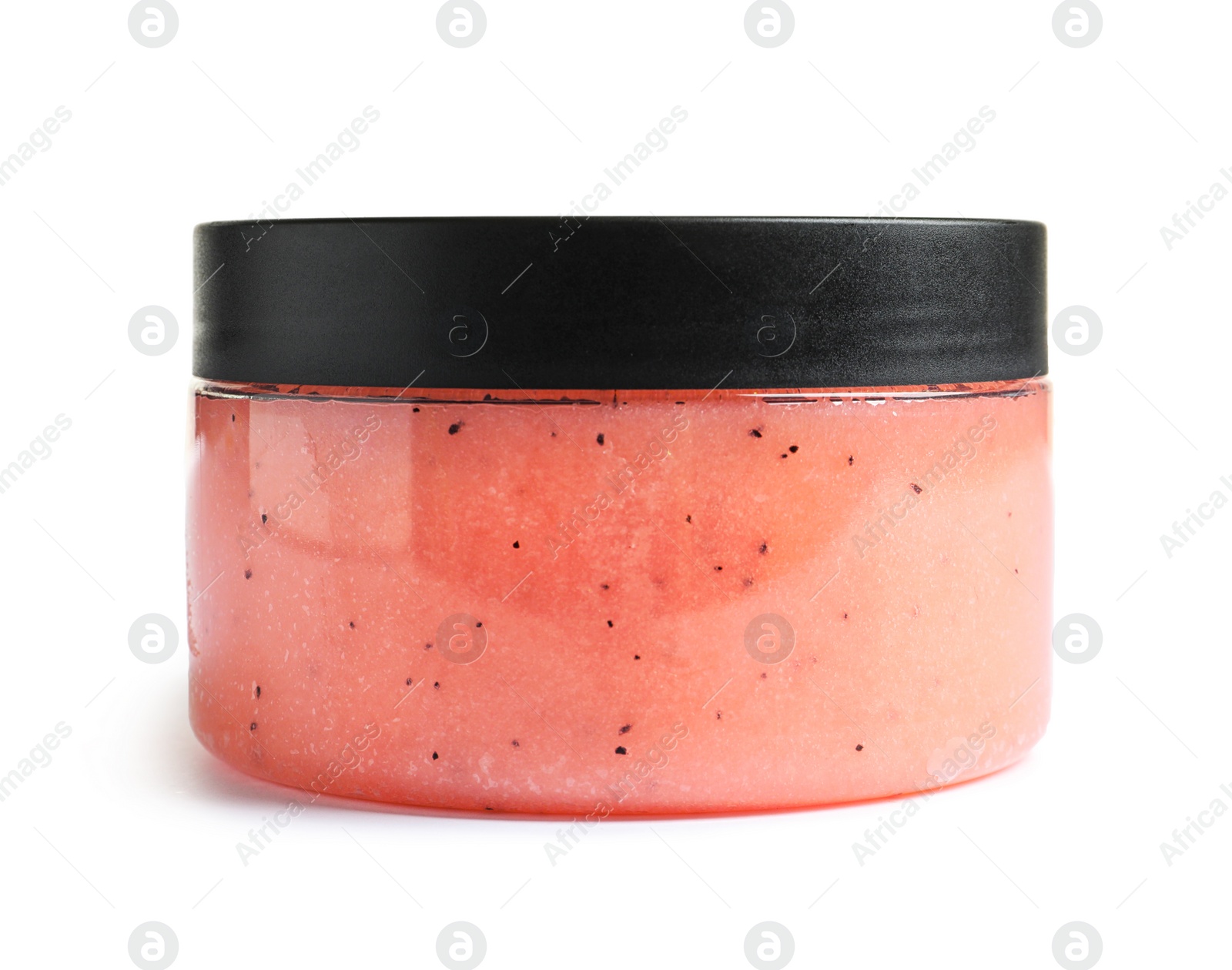 Photo of Container with natural scrub on white background