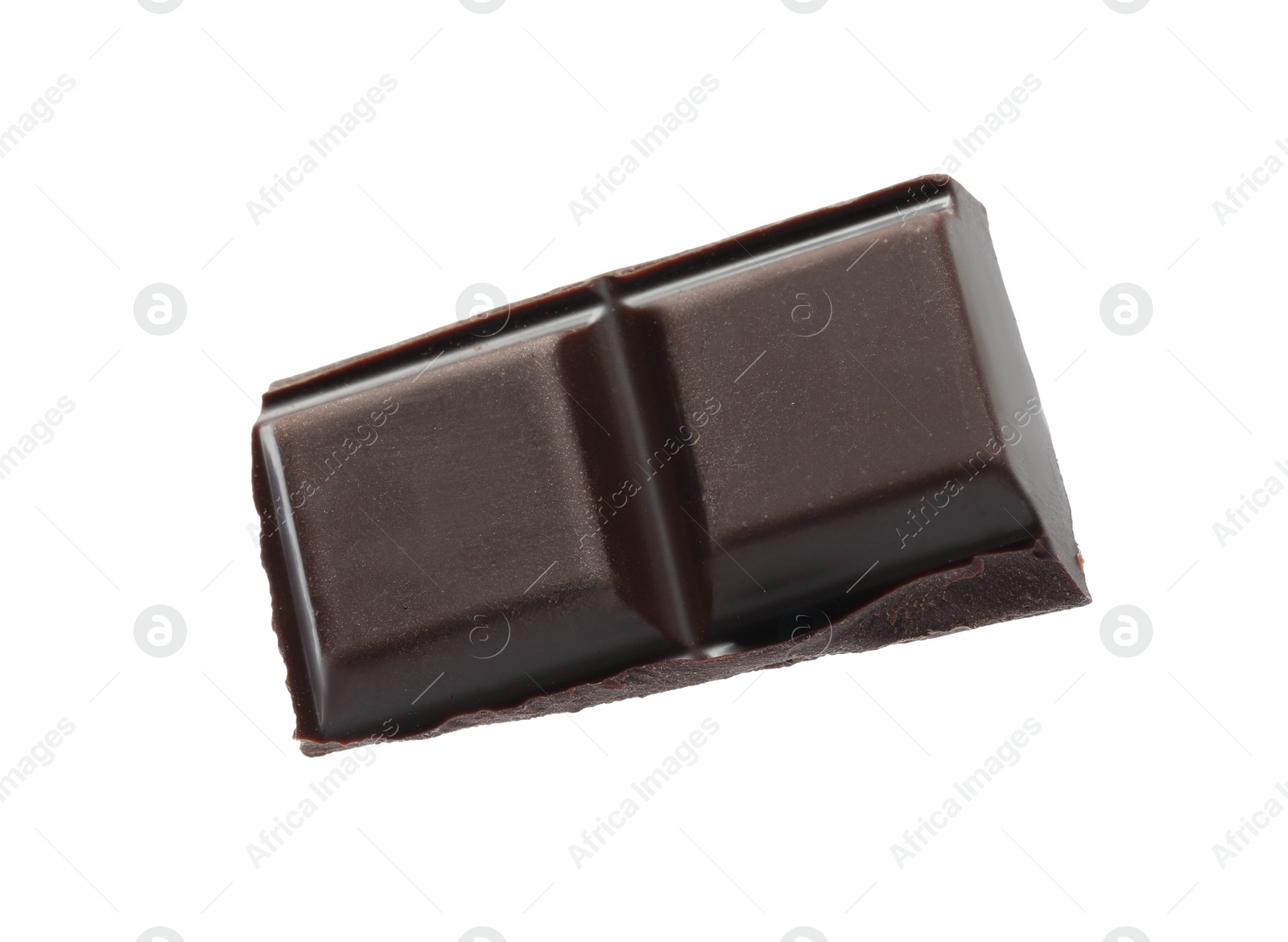 Photo of Piece of delicious dark chocolate isolated on white