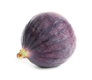 Whole ripe purple fig on white background