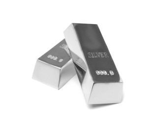 Image of Two shining silver bars isolated on white