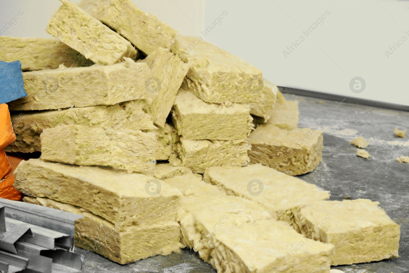 Photo of Heap of thermal insulation material in room