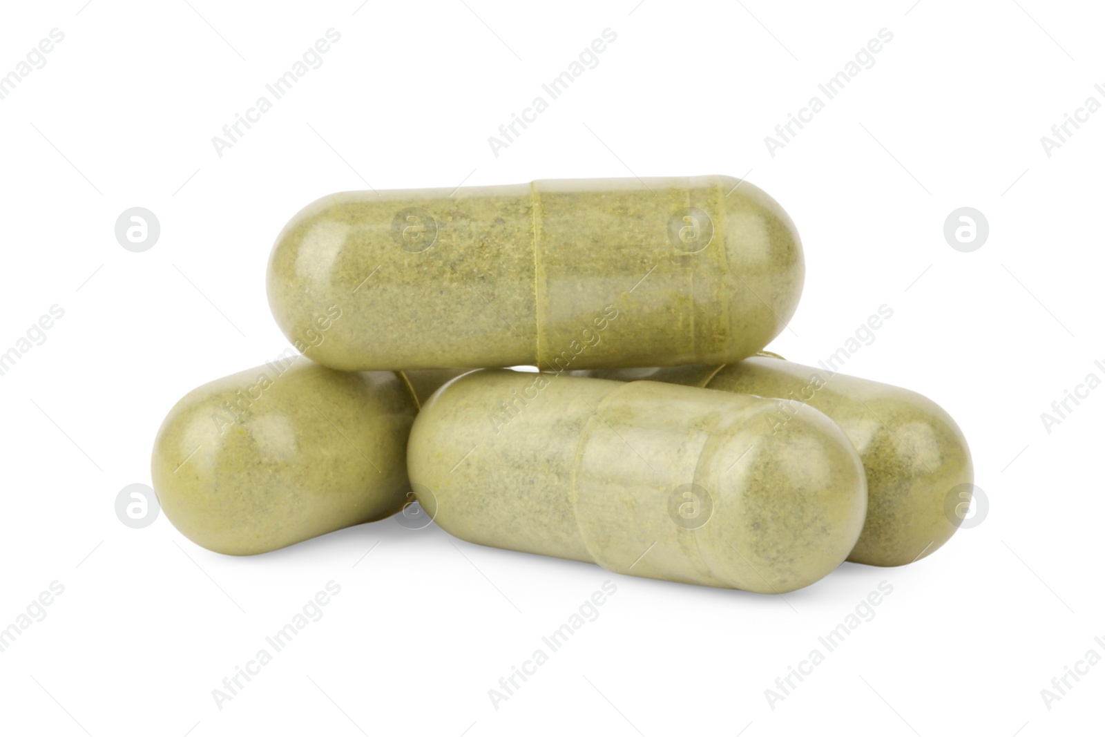 Photo of Vitamin capsules isolated on white. Health supplement