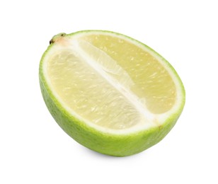 Citrus fruit. Half of fresh lime isolated on white