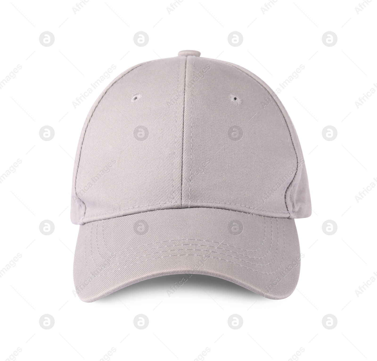 Photo of Stylish beige baseball cap isolated on white