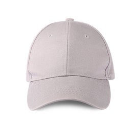 Photo of Stylish beige baseball cap isolated on white