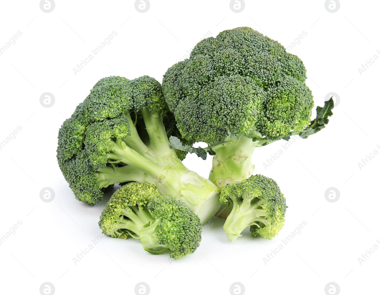 Photo of Fresh green broccoli on white background. Organic food