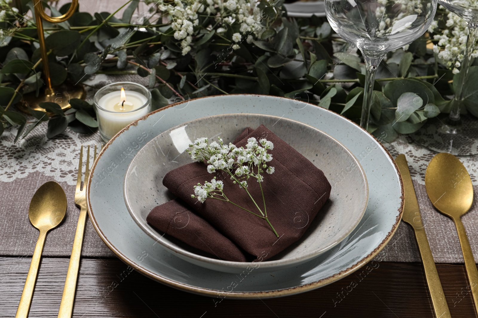 Photo of Stylish elegant table setting for festive dinner