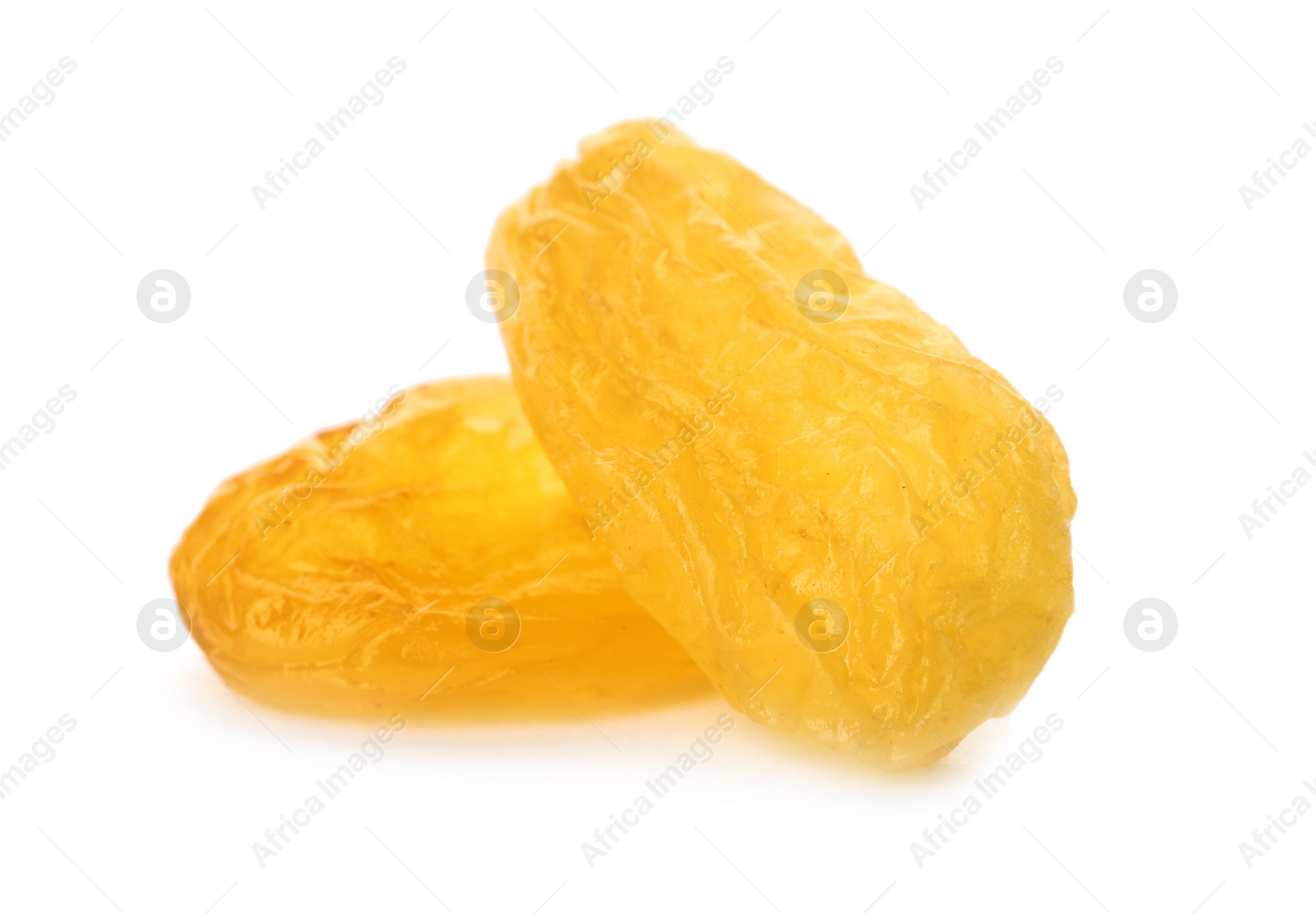 Photo of Tasty raisins on white background. Healthy dried fruit