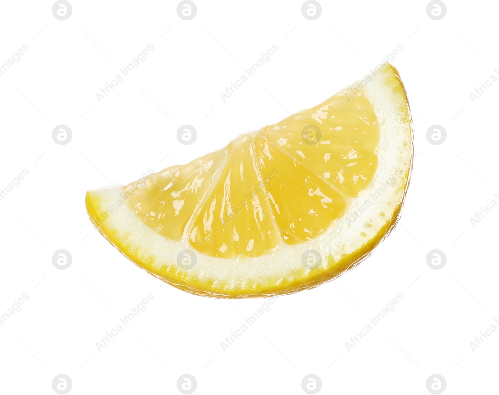 Photo of Fresh ripe lemon piece isolated on white