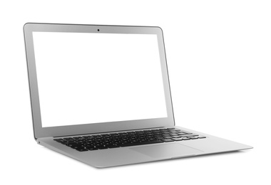 Laptop with blank screen isolated on white. Mockup for design