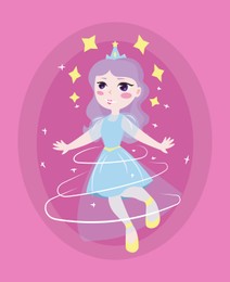 Illustration of Princess or fairy on pink background, illustration