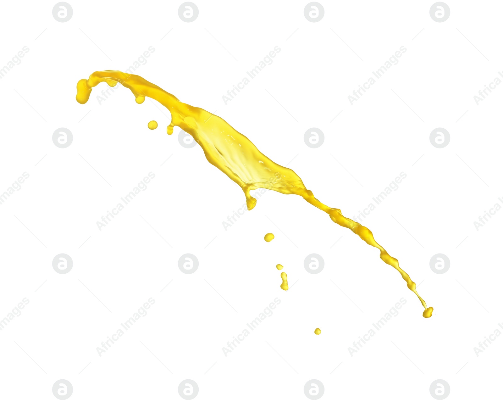 Photo of Splash of tasty fresh orange juice isolated on white