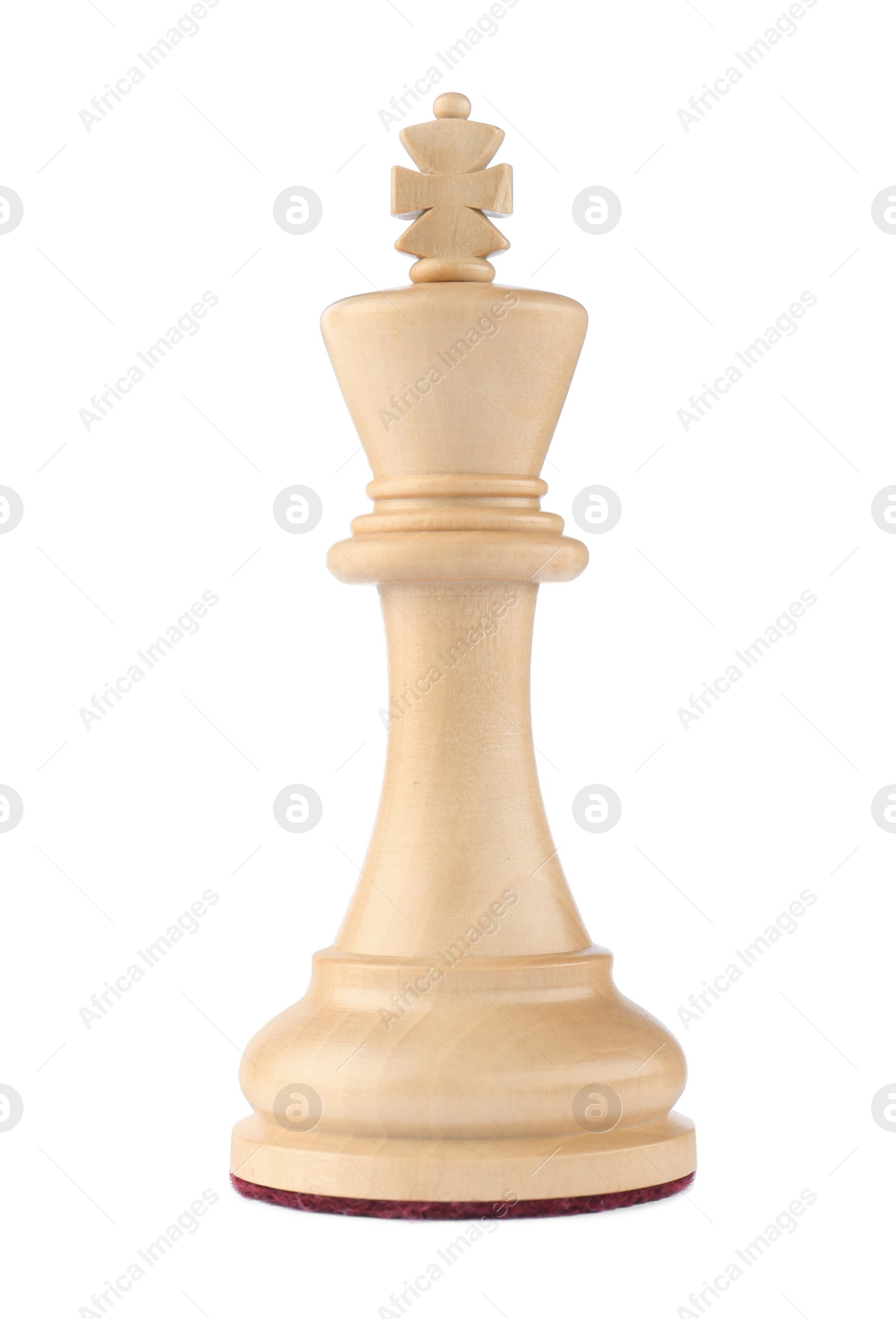 Photo of Wooden king isolated on white. Chess piece