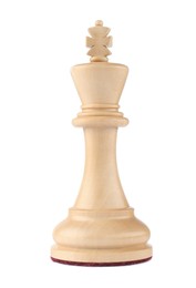 Photo of Wooden king isolated on white. Chess piece