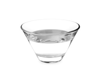 Photo of Glass bowl full of water isolated on white